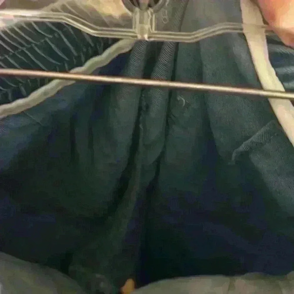 High-Waisted Sky Blue Jean Style Pants with Letter R and Adjustable Heart Chain - Picture 12 of 13